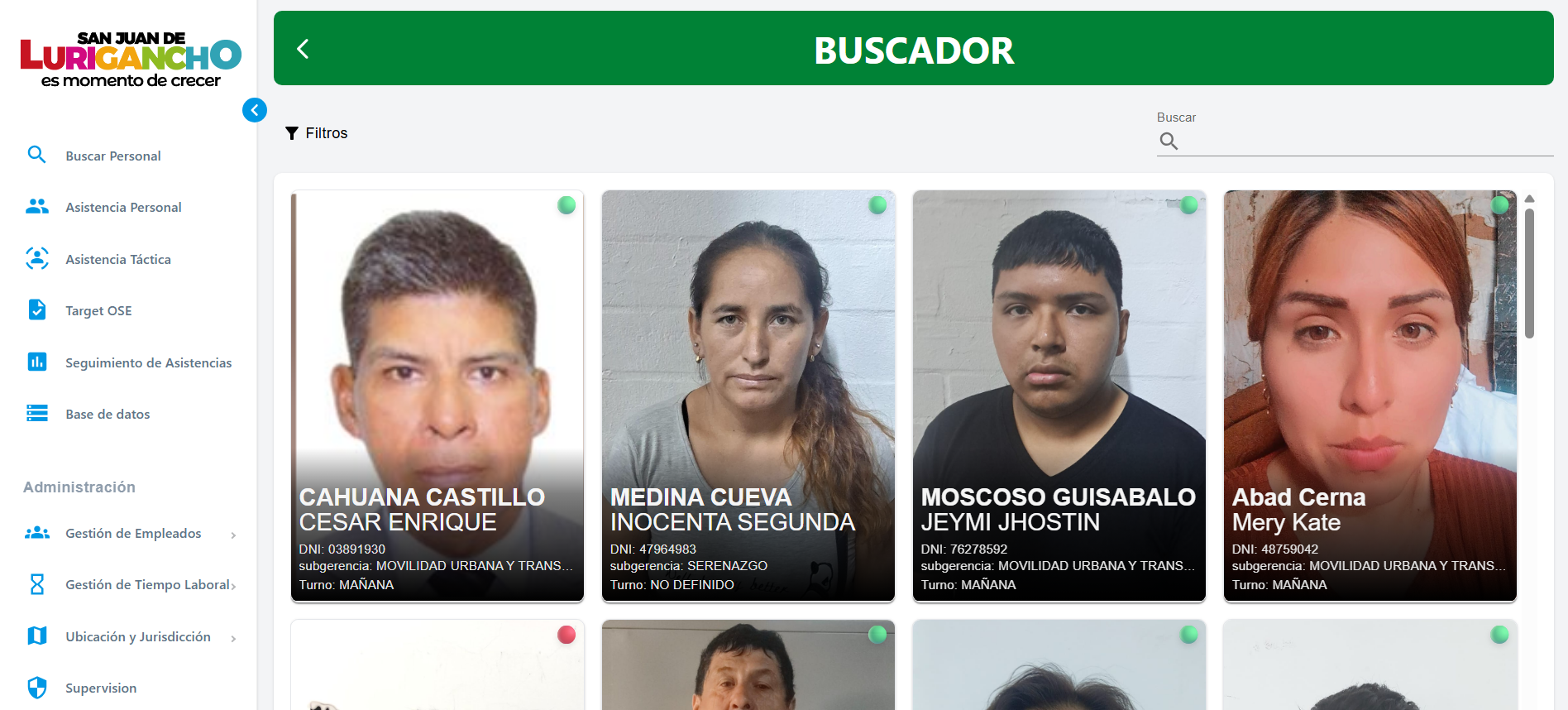 Búsqueda rápida del personal
